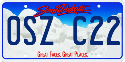 SD license plate 0SZC22