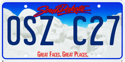 SD license plate 0SZC27