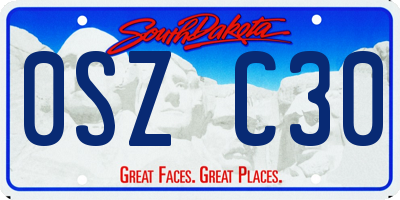 SD license plate 0SZC30
