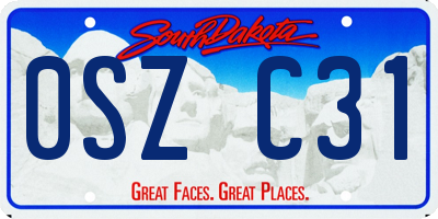 SD license plate 0SZC31
