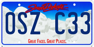 SD license plate 0SZC33