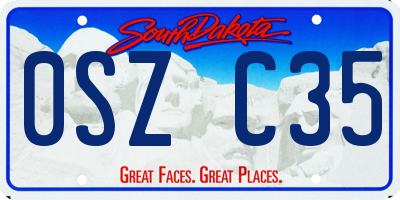 SD license plate 0SZC35