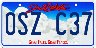 SD license plate 0SZC37