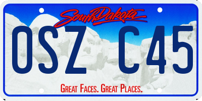 SD license plate 0SZC45