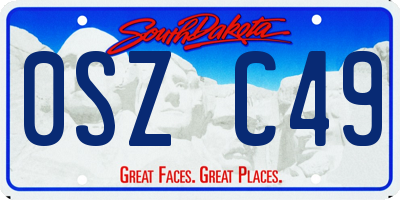 SD license plate 0SZC49
