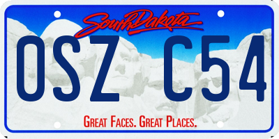 SD license plate 0SZC54