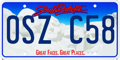 SD license plate 0SZC58