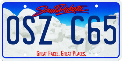 SD license plate 0SZC65