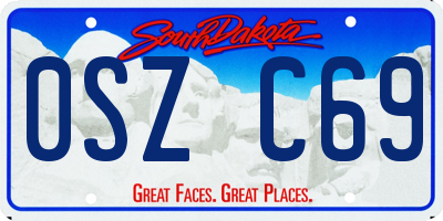 SD license plate 0SZC69