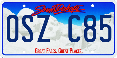 SD license plate 0SZC85