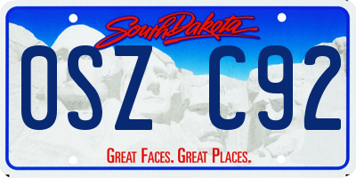 SD license plate 0SZC92