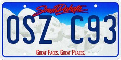 SD license plate 0SZC93