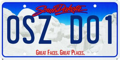 SD license plate 0SZD01