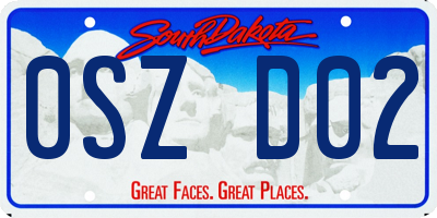 SD license plate 0SZD02