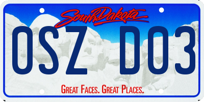 SD license plate 0SZD03