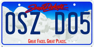 SD license plate 0SZD05