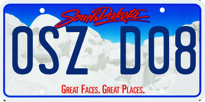 SD license plate 0SZD08