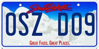 SD license plate 0SZD09