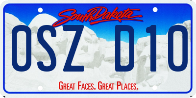 SD license plate 0SZD10