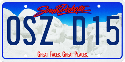 SD license plate 0SZD15