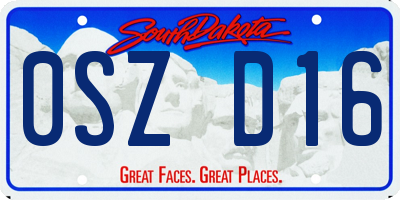 SD license plate 0SZD16
