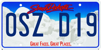 SD license plate 0SZD19