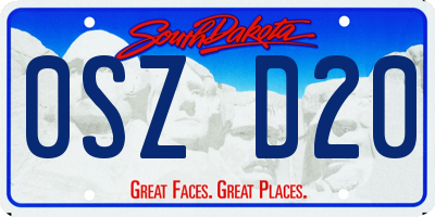 SD license plate 0SZD20