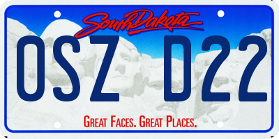 SD license plate 0SZD22