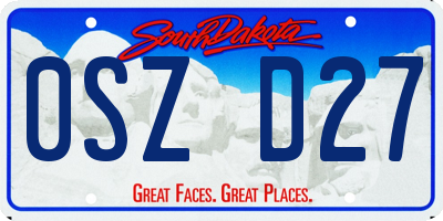 SD license plate 0SZD27