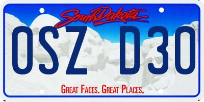 SD license plate 0SZD30