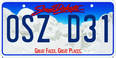 SD license plate 0SZD31