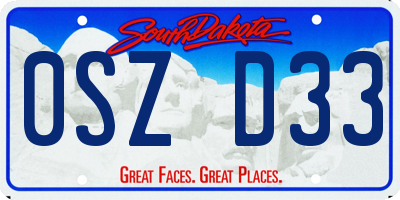 SD license plate 0SZD33