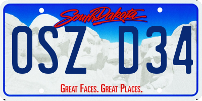 SD license plate 0SZD34