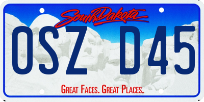 SD license plate 0SZD45