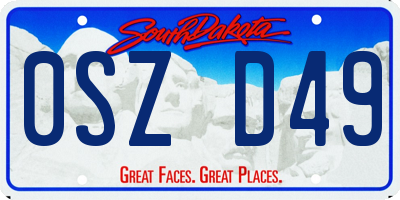 SD license plate 0SZD49