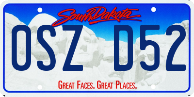 SD license plate 0SZD52