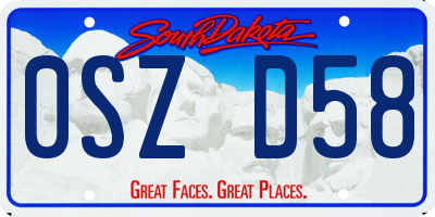 SD license plate 0SZD58