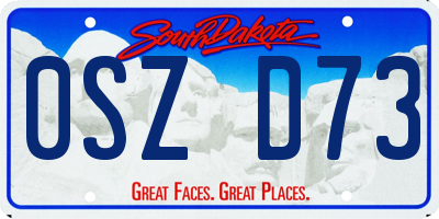 SD license plate 0SZD73