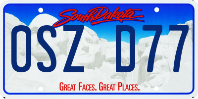 SD license plate 0SZD77