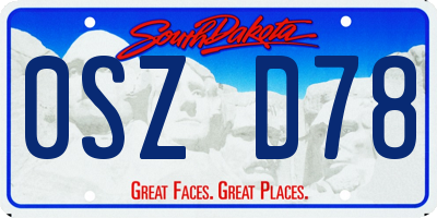 SD license plate 0SZD78