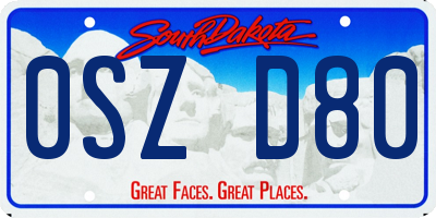 SD license plate 0SZD80