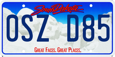 SD license plate 0SZD85