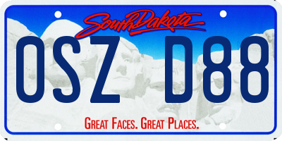 SD license plate 0SZD88