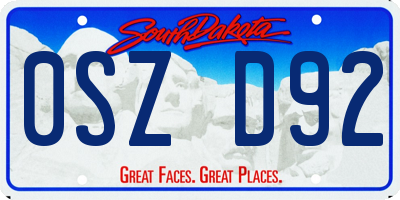 SD license plate 0SZD92