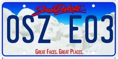 SD license plate 0SZE03