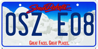 SD license plate 0SZE08
