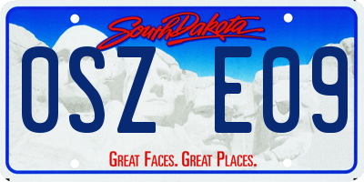 SD license plate 0SZE09