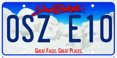 SD license plate 0SZE10