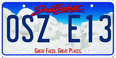 SD license plate 0SZE13