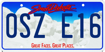 SD license plate 0SZE16